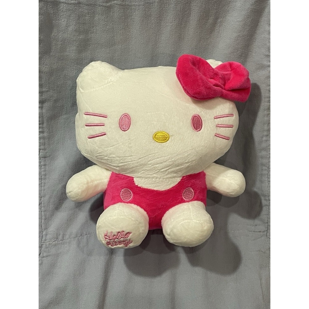 NWOT Sanrio Hello Kitty - Sitting Hello Kitty w Pink Bow & Overalls - 7.5" Plush